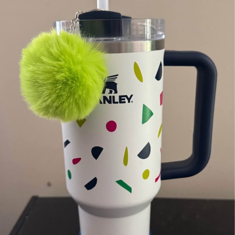 Stanley Colorful Patterned Tumbler with Lime Pom Pom